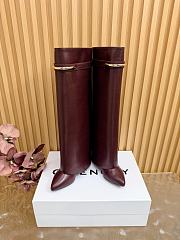 Okify Givenchy Shark Red Burgundy Long Women Boots 9cm - 4