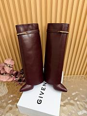 Okify Givenchy Shark Red Burgundy Long Women Boots 9cm - 3