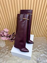 Okify Givenchy Shark Red Burgundy Long Women Boots 9cm - 1