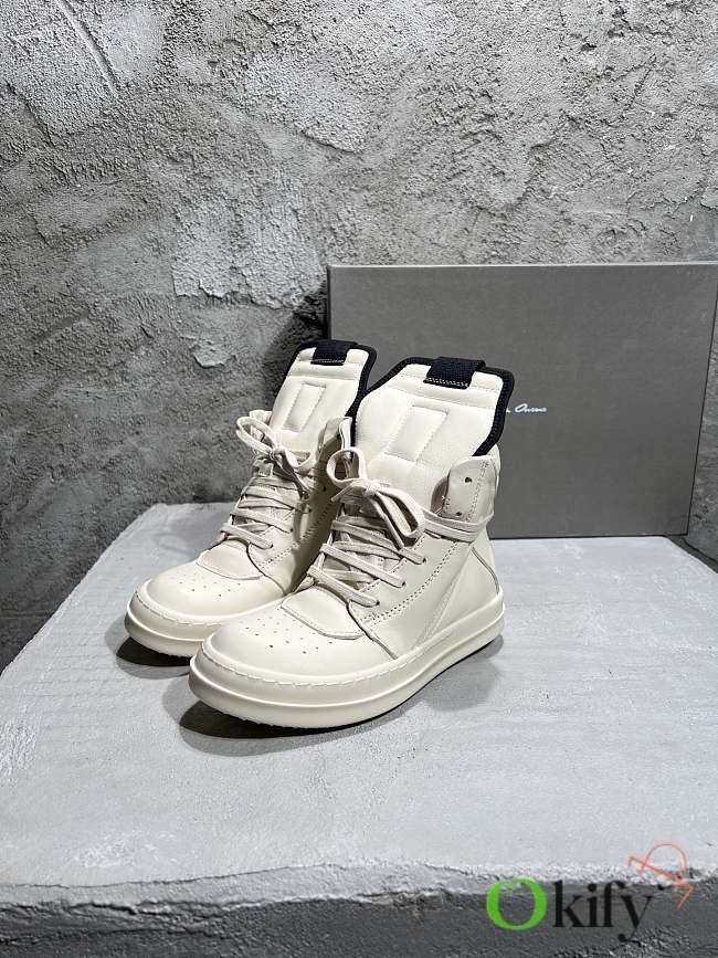 Okify Rick Owens 2022SS White Kid Sneakers  - 1