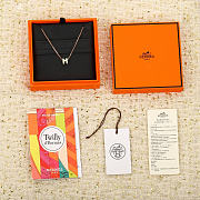 Okify Hermes Green H Charm Rose Gold Necklace  - 2