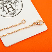 Okify Hermes Dark Green H Charm Rose Gold Necklace  - 4