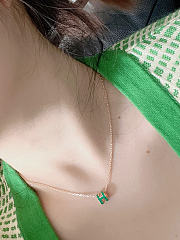 Okify Hermes Dark Green H Charm Rose Gold Necklace  - 2