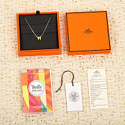 Okify Hermes Yellow H Charm Silver Necklace  - 2