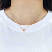 Okify Hermes Light Pink H Charm Rose Gold Necklace  - 4