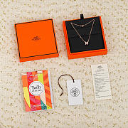 Okify Hermes Light Pink H Charm Rose Gold Necklace  - 3