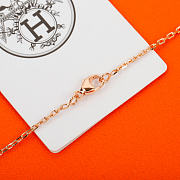 Okify Hermes Light Pink H Charm Rose Gold Necklace  - 2