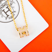 Okify Hermes Beige H Charm Gold Necklace  - 3