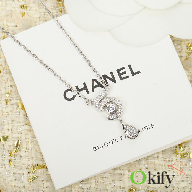 Okify CC Number 5 Silver Necklace With Diamond - 1