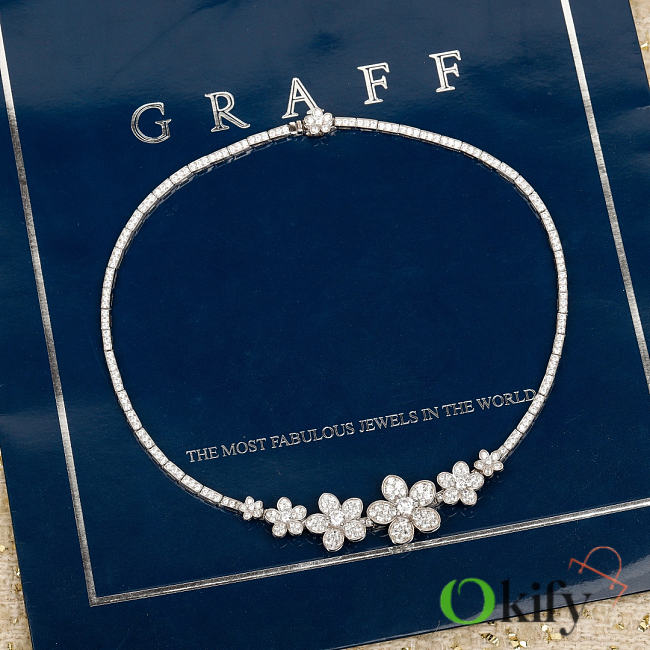 Okify Graff Flowers Silver Necklace With Diamond - 1