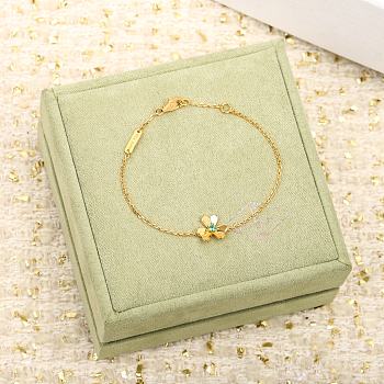 Okify VCA Flower Gold Bracelet With Green Bud 