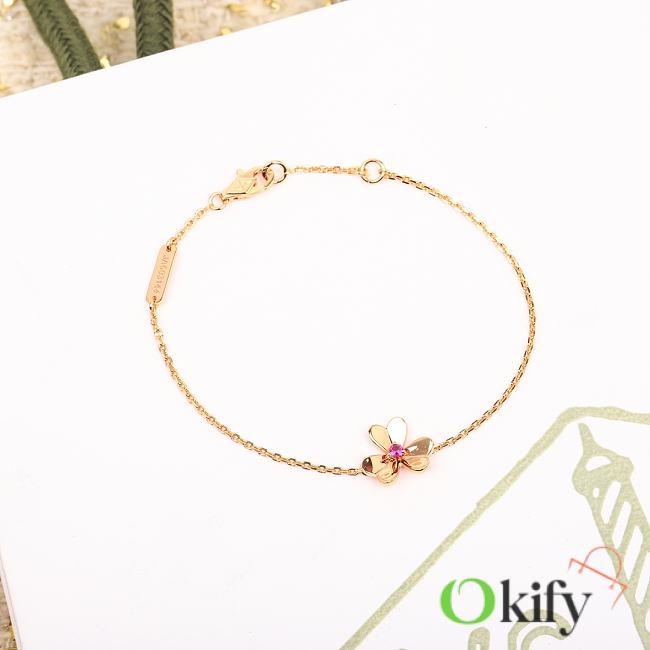 Okify VCA Flower Rose Gold Bracelet With Pink Bud  - 1