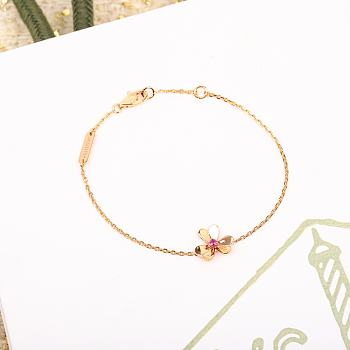 Okify VCA Flower Rose Gold Bracelet With Pink Bud 