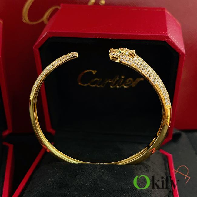 Okify Cartier Leopard Gold Bracelet With Diamond - 1
