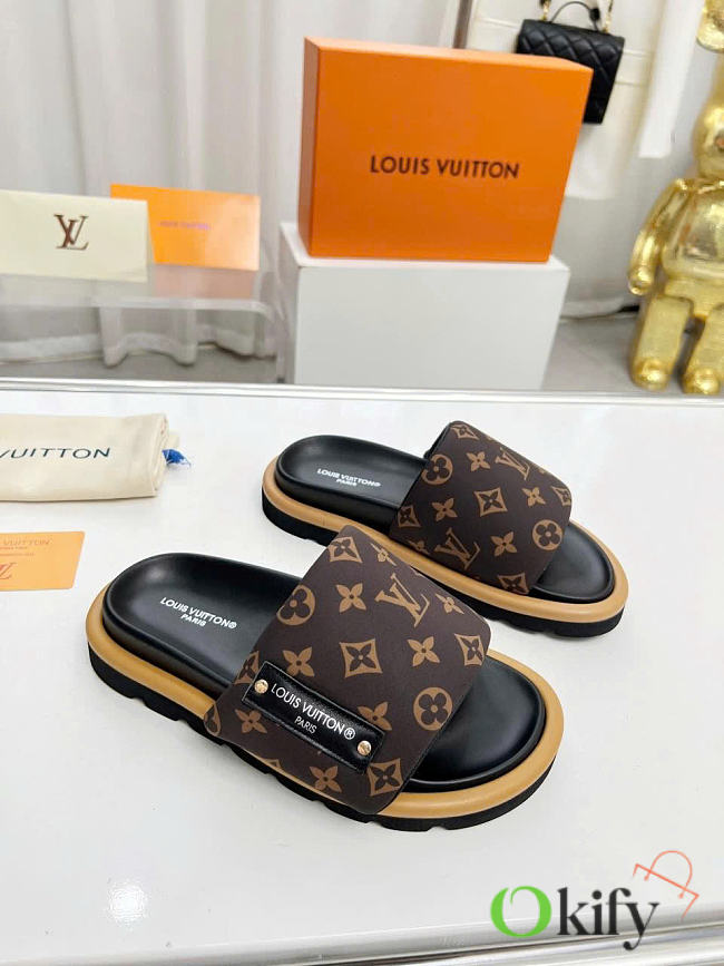 Okify Louis Vuitton Dark Brown Pillow Slippers  - 1