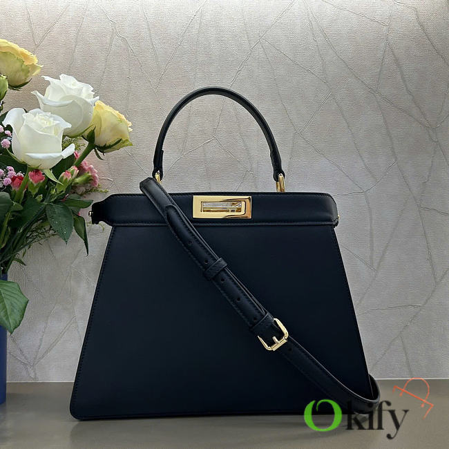 Okify Fendi Peekaboo ISeeU Bag Black 33x25x13cm - 1