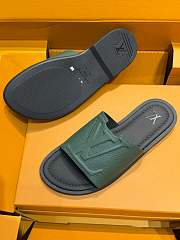 Okify Louis Vuitton Dark Green Men Slides  - 5