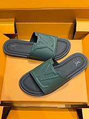 Okify Louis Vuitton Dark Green Men Slides  - 6