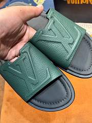Okify Louis Vuitton Dark Green Men Slides  - 3