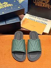 Okify Louis Vuitton Dark Green Men Slides  - 1