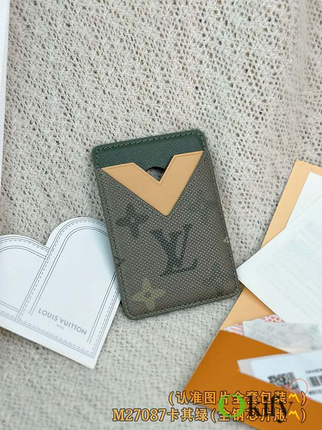 Okify Louis Vuitton Gray And Beige Magnet Card Holder 9.5x6.5x0.5cm - 1