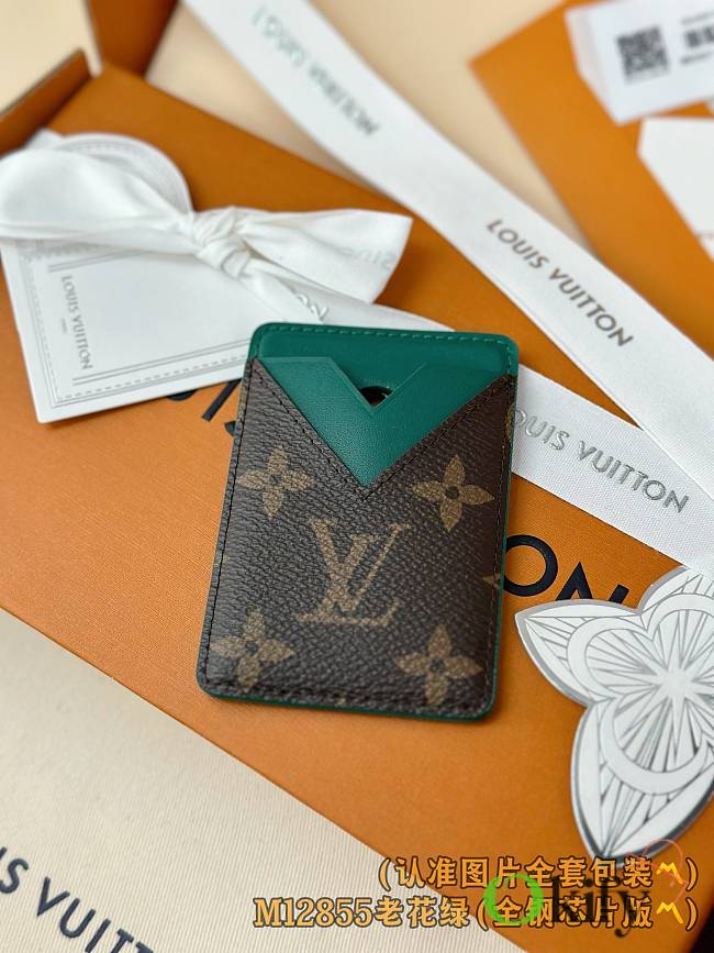 Okify Louis Vuitton Brown And Green Magnet Card Holder 9.5x6.5x0.5cm - 1