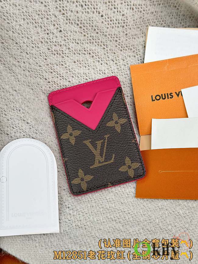Okify Louis Vuitton Brown And Pink Magnet Card Holder 9.5x6.5x0.5cm - 1