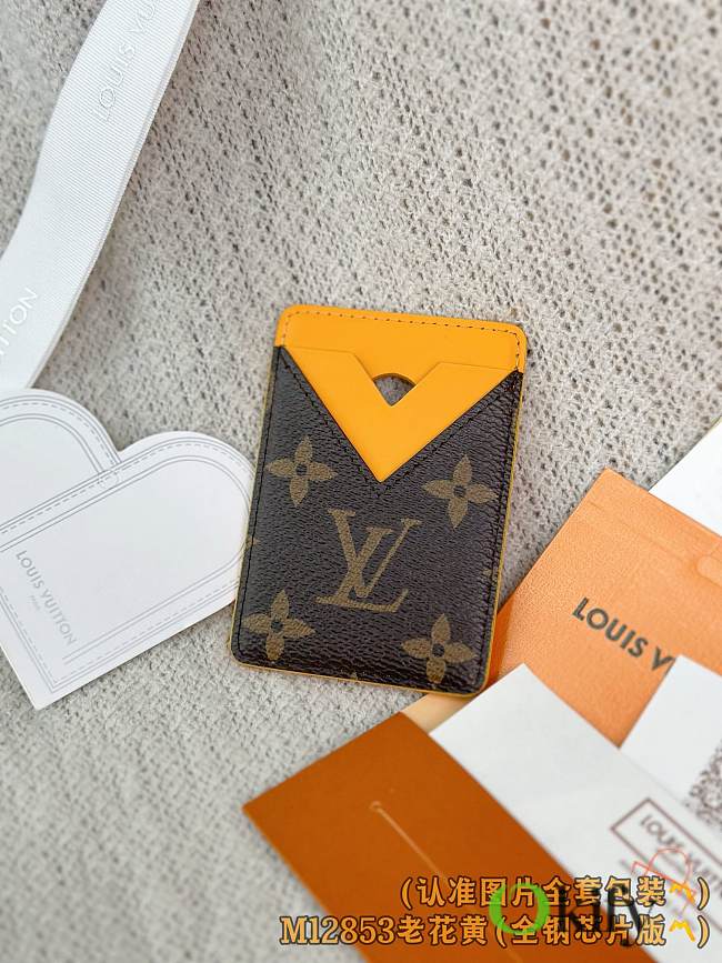 Okify Louis Vuitton Brown And Yellow Magnet Card Holder 9.5x6.5x0.5cm - 1