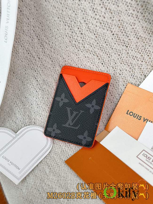 Okify Louis Vuitton Black And Orange Magnet Card Holder 9.5x6.5x0.5cm - 1