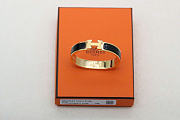 Okify Hermes Clic H Gold Bracelet In Black - 2