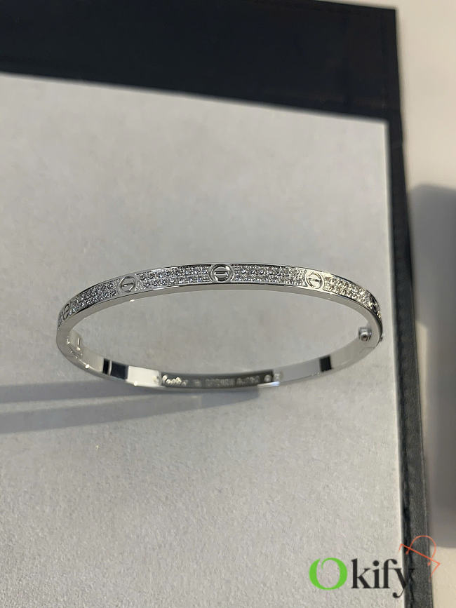 Okify Cartier Love Silver Bracelet With Lot Of Diamond 3.65mm - 1