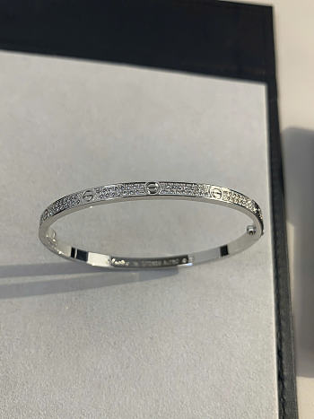 Okify Cartier Love Silver Bracelet With Lot Of Diamond 3.65mm
