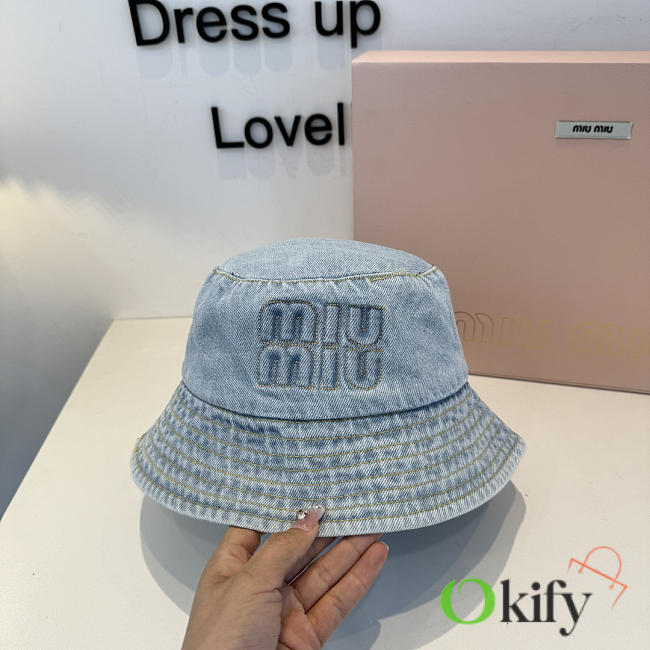Okify MiuMiu Light Blue Denim Bucket Hat - 1