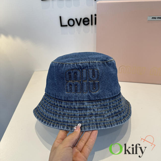 Okify MiuMiu Blue Denim Bucket Hat - 1