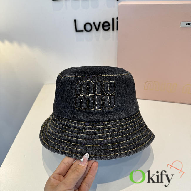Okify MiuMiu Black Denim Bucket Hat - 1