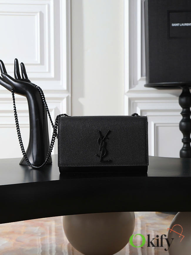 Okify YSL Small Kate Bag Black Grain Leather With Black Hardware 20x13.5x5.5cm - 1