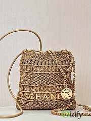Okify CC 22 Gold Metallic With Calfskin Macrame Bag 20x19x6cm - 1