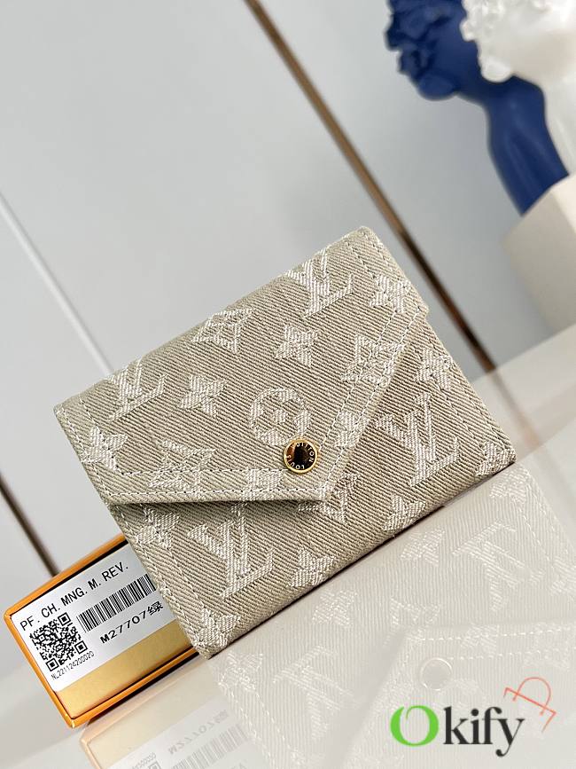 Okify Louis Vuitton Victorine Denim Kaki Green Small Wallet M27707 12x9.5x2.5cm - 1