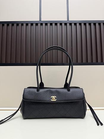 Okify CC 2026 Small Shopping Bag Black Grain 30.5x15x11cm