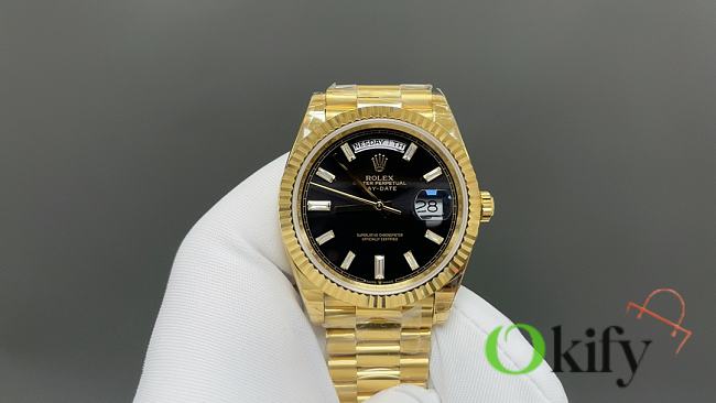 Okify Rolex Gold Watch Black Face 40mm 28859 - 1