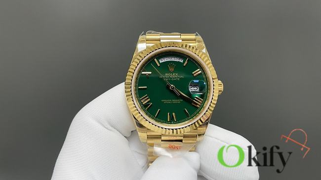 Okify Rolex Gold Watch Green Face 40mm 28860 - 1