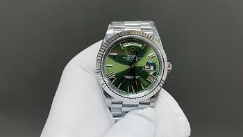 Okify Rolex Silver Watch Green Face 40mm 28861