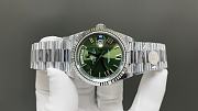 Okify Rolex Silver Watch Green Face 40mm 28861 - 3
