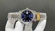 Okify Rolex Datejust Silver Watch Dark Blue Face With Diamonds 36mm - 3
