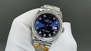 Okify Rolex Datejust Silver Watch Dark Blue Face With Diamonds 36mm - 2