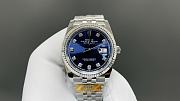 Okify Rolex Datejust Silver Watch Dark Blue Face With Diamonds 36mm - 1