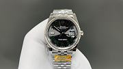 Okify Rolex Silver Watch Black Face Green Dial 36mm  - 1