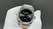 Okify Rolex Silver Watch Black Face Green Dial 36mm  - 4