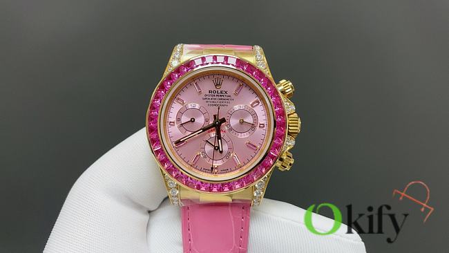 Okify Rolex Gold Watch Pink Face, Band And Diamond 40mm - 1
