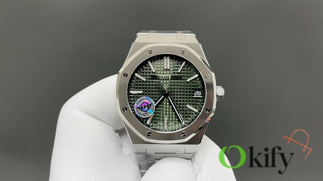Okify Audemars Piguet Silver Watch Dark Green Face 41mm - 1